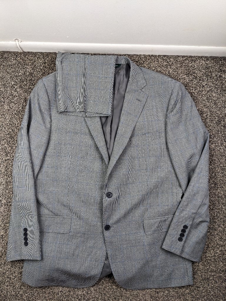 2024 Brooks Brothers Suit Wool Gray Blue Windowpane Plaid 46r 38x30